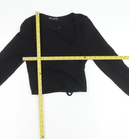 Womens UK Size S Select Black Cropped Wrap Blouse