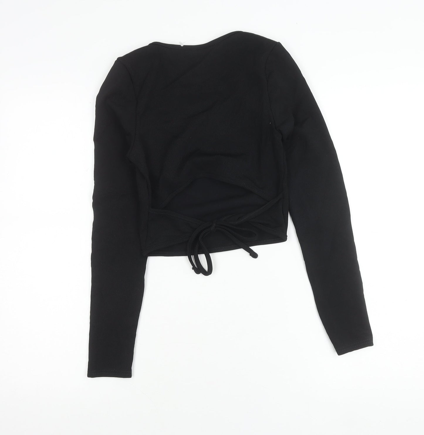 Womens UK Size S Select Black Cropped Wrap Blouse