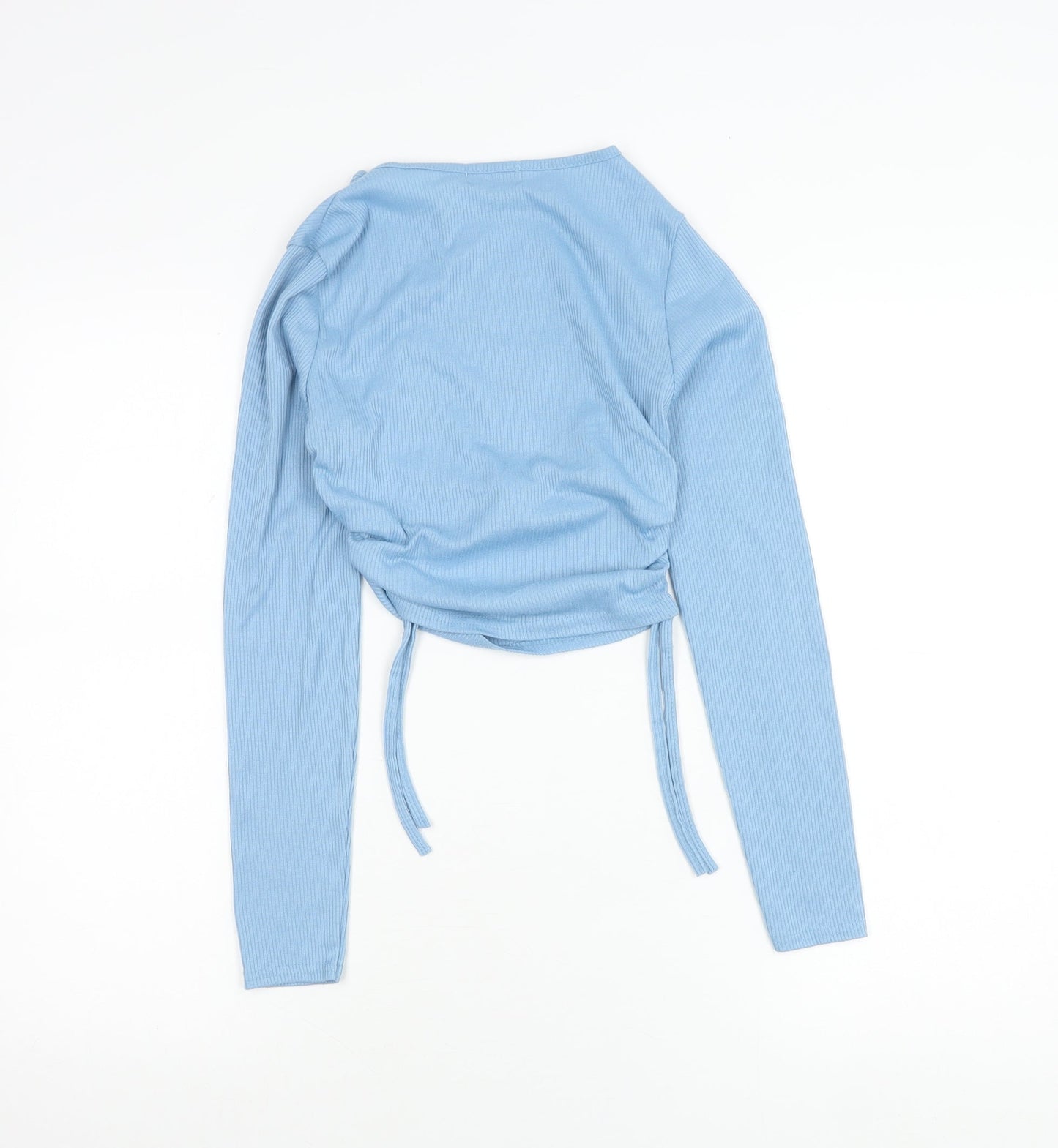 PrettyLittleThing Womens Blue Size 8 Cropped Long Sleeve Top