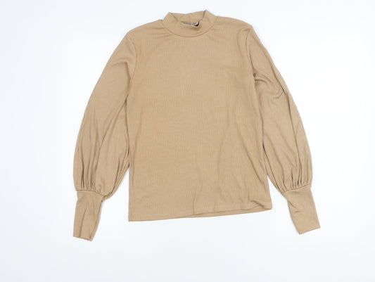 Womens UK Size 8 Stradivarius Beige Basic Blouse