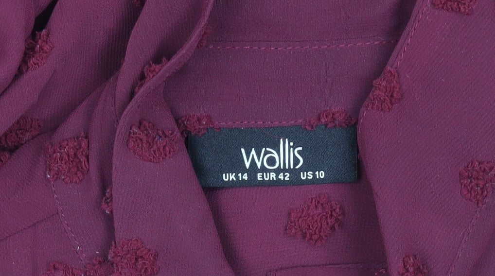 Womens UK Size 14 Wallis Red Blouse Button-Up