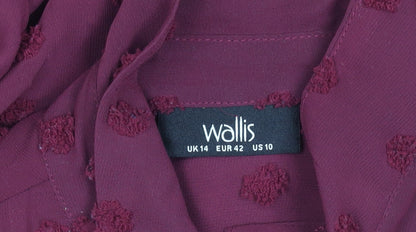 Womens UK Size 14 Wallis Red Blouse Button-Up