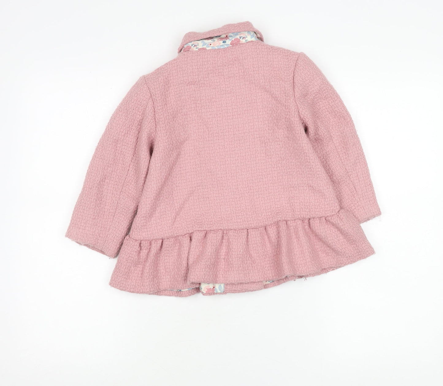 Molly n' Jack Girls Pink 3-4Y Double-Breasted Coat with Ruffle Hem