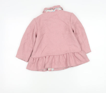 Molly n' Jack Girls Pink 3-4Y Double-Breasted Coat with Ruffle Hem
