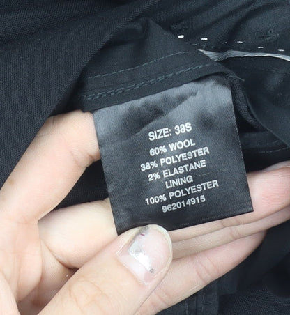 Moss Bros Men's Black Wool Blend Dress Trousers 38S Regular Fit