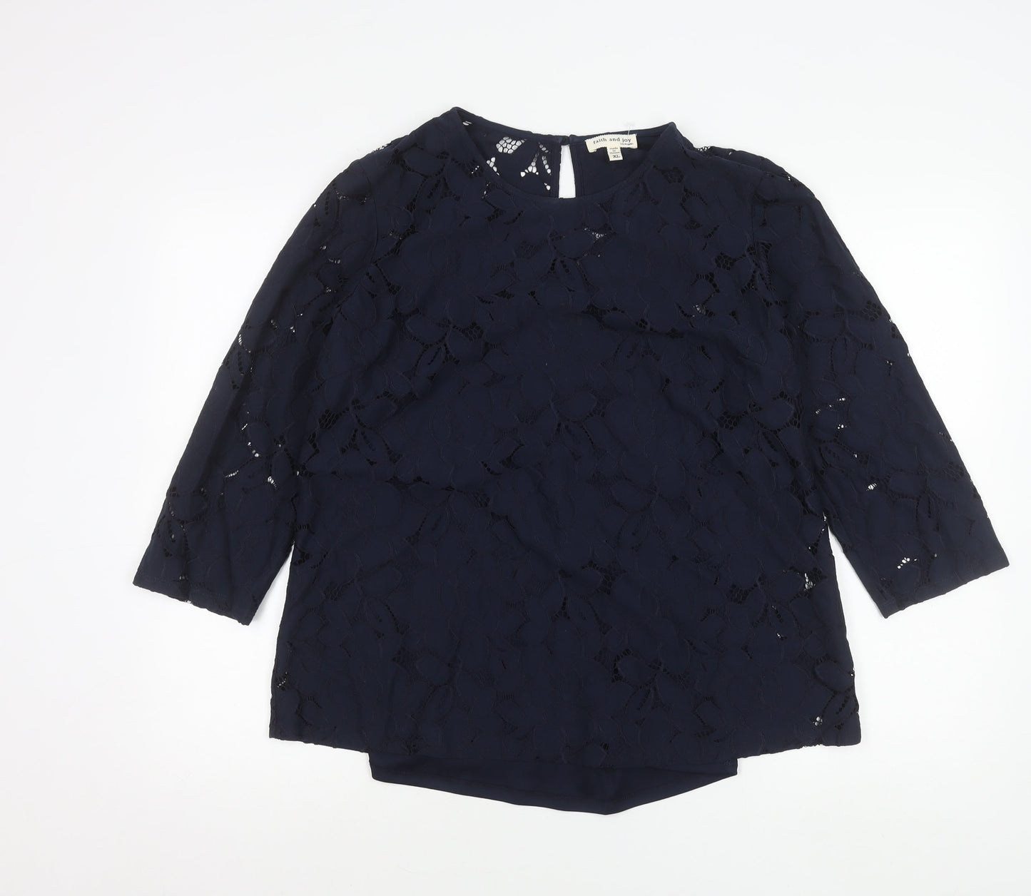 Womens UK Size XL faith and joy Blue Tunic Blouse