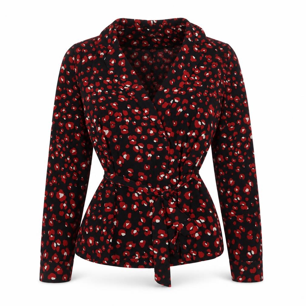 Womens UK Size 10 Glamorous Black Wrap Blouse
