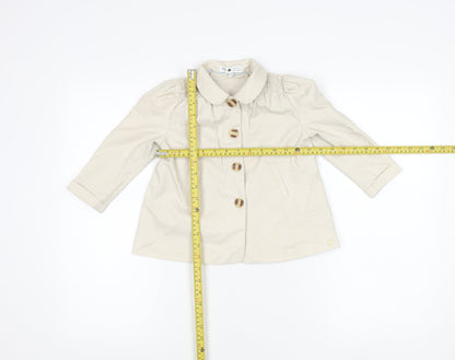 Marks and Spencer Girls Beige Coat 2-3 Years Basic Mid-Length Lined