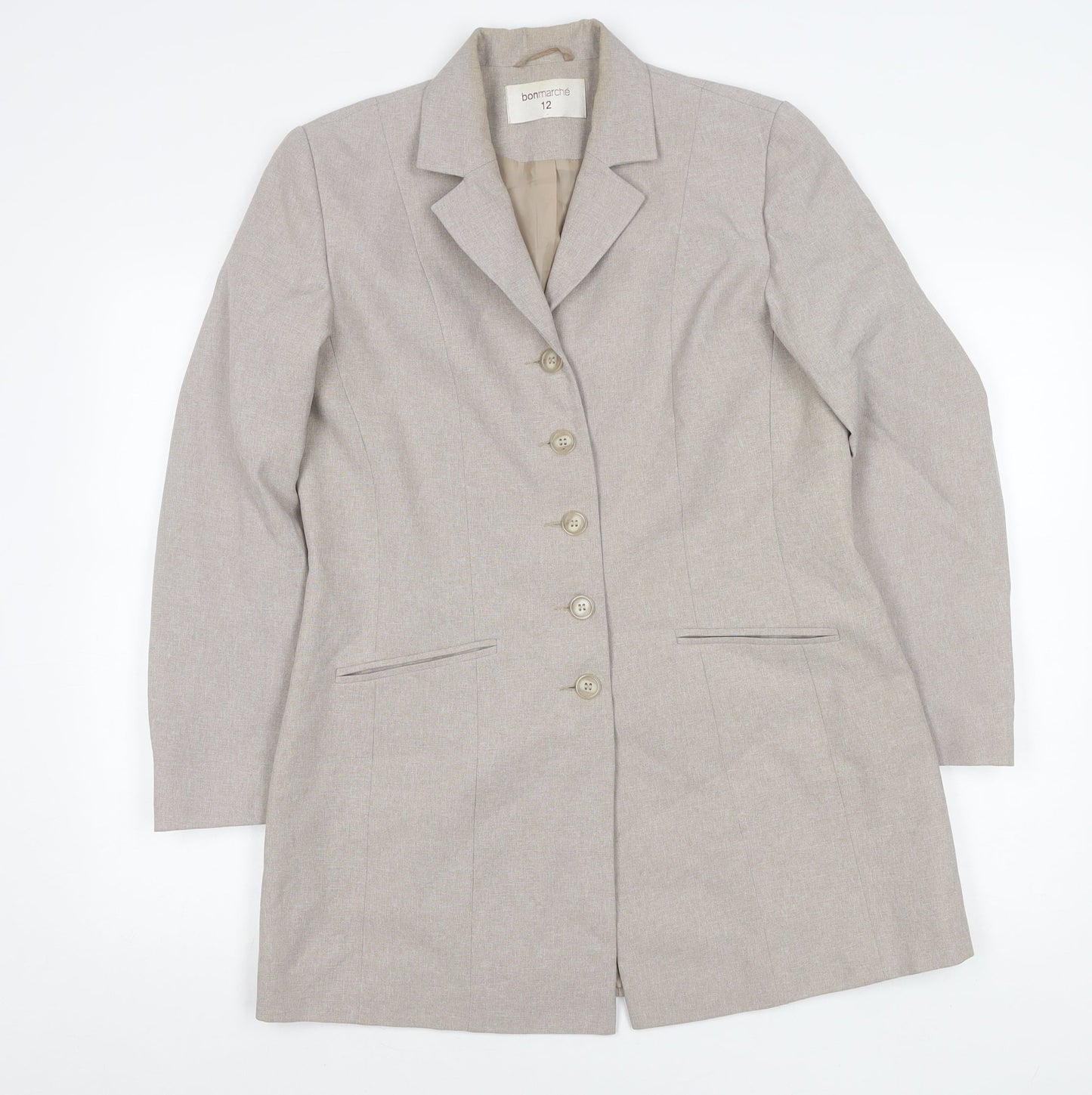 Bonmarché Women’s Beige Size 12 Long Suit Jacket Blazer