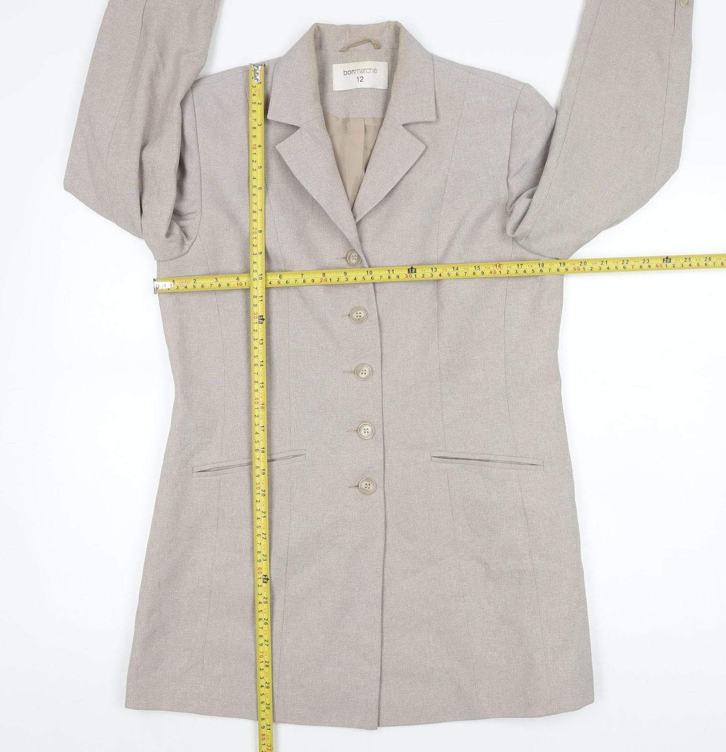 Bonmarché Women’s Beige Size 12 Long Suit Jacket Blazer