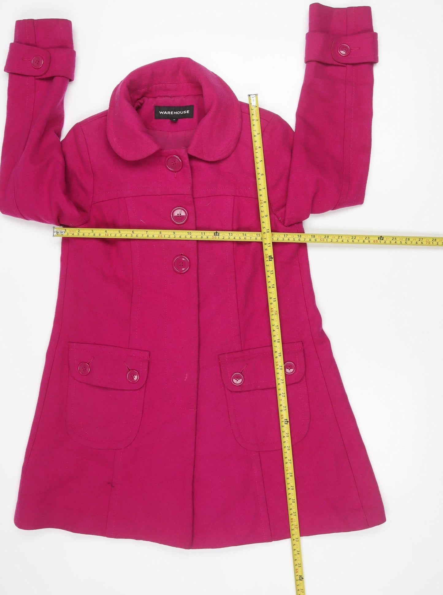 Womens UK Size 10 Warehouse Pink Overcoat