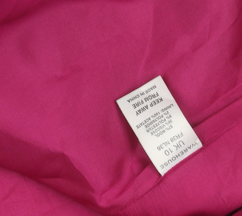 Womens UK Size 10 Warehouse Pink Overcoat