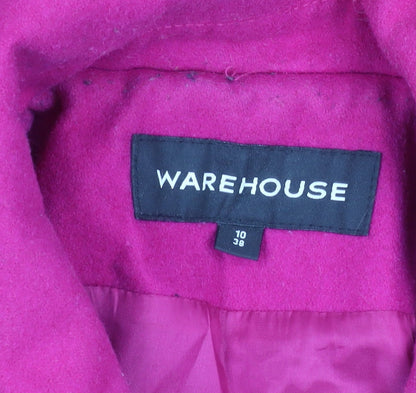 Womens UK Size 10 Warehouse Pink Overcoat