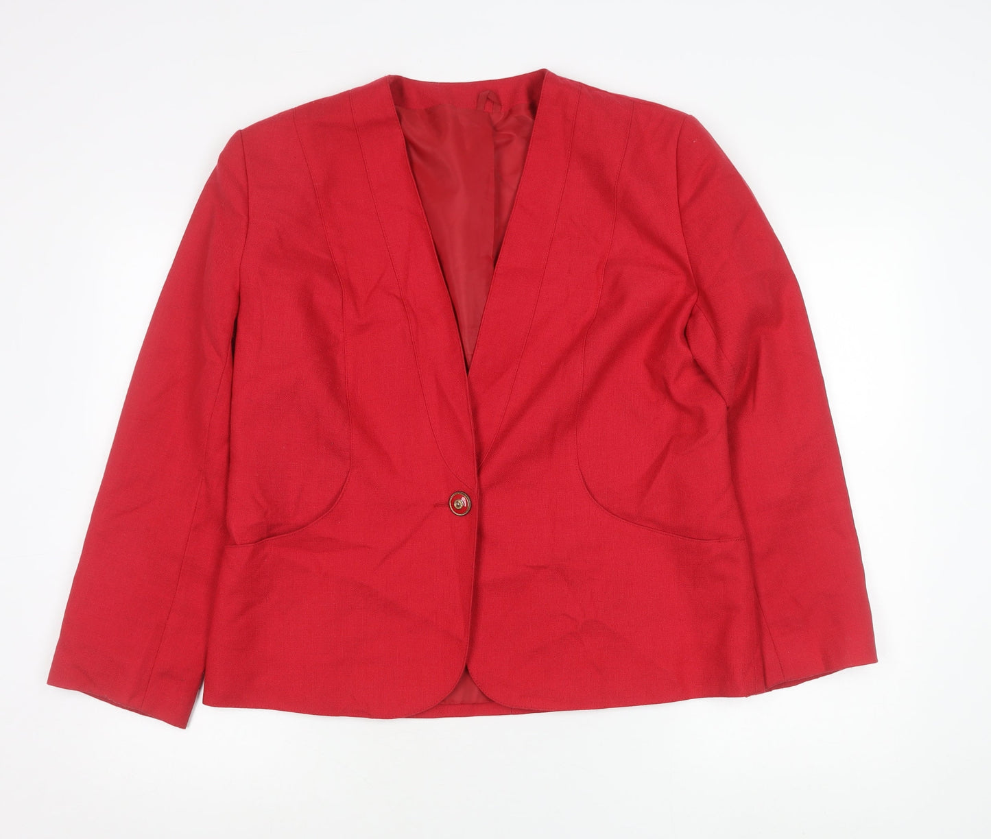 Debenhams Women Red Blazer Size 16 Tailored Single-Breasted Jacket