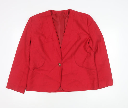 Debenhams Women Red Blazer Size 16 Tailored Single-Breasted Jacket