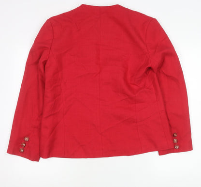 Debenhams Women Red Blazer Size 16 Tailored Single-Breasted Jacket