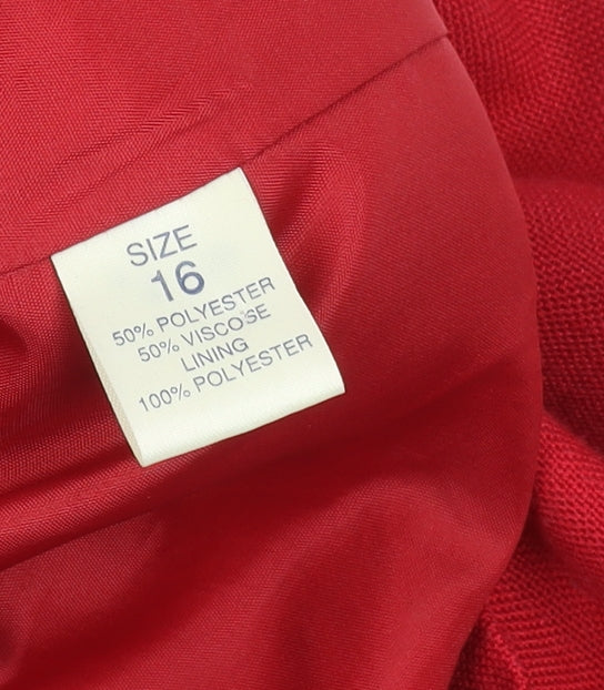 Debenhams Women Red Blazer Size 16 Tailored Single-Breasted Jacket