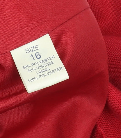 Debenhams Women Red Blazer Size 16 Tailored Single-Breasted Jacket