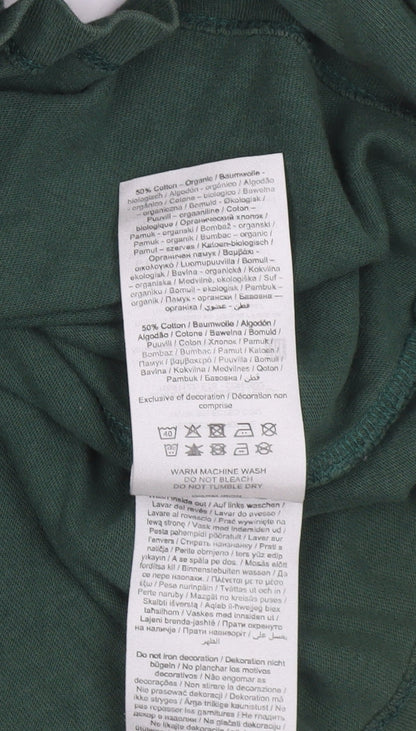 Selected Homme Men’s Green Long Sleeve Graphic Cotton T-Shirt L