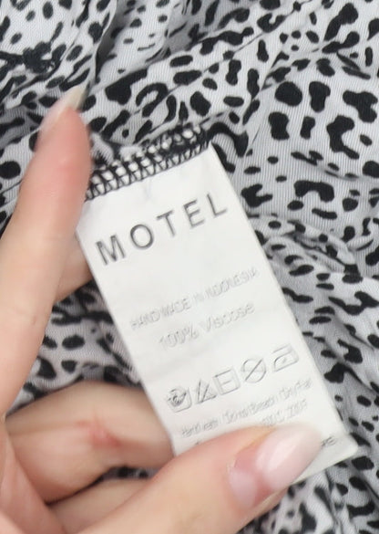 Motel Women’s Black White Animal Print Mini Bodycon Dress M