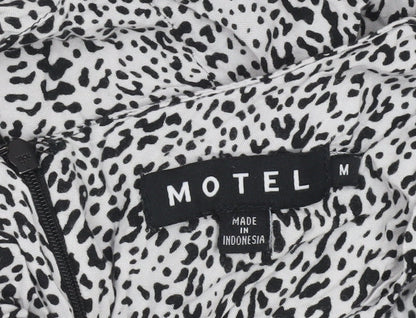 Motel Women’s Black White Animal Print Mini Bodycon Dress M