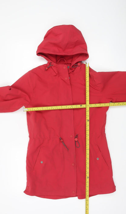 Fat Face Womens Red Parka Jacket Size 8 Hooded Lined Casual Coat
