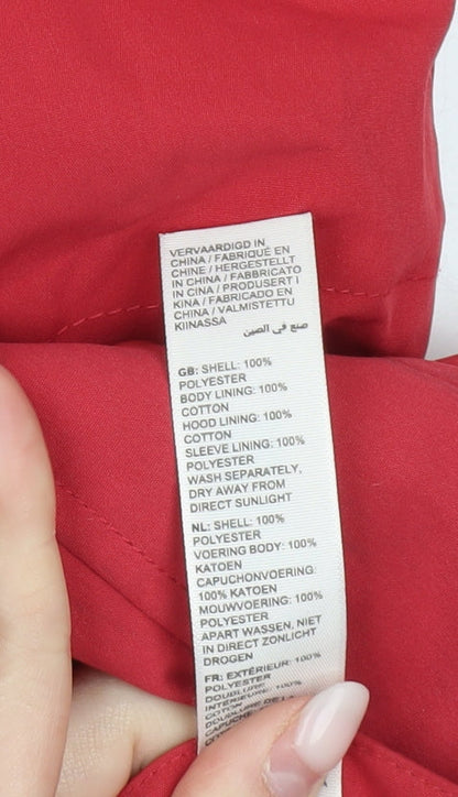 Fat Face Womens Red Parka Jacket Size 8 Hooded Lined Casual Coat