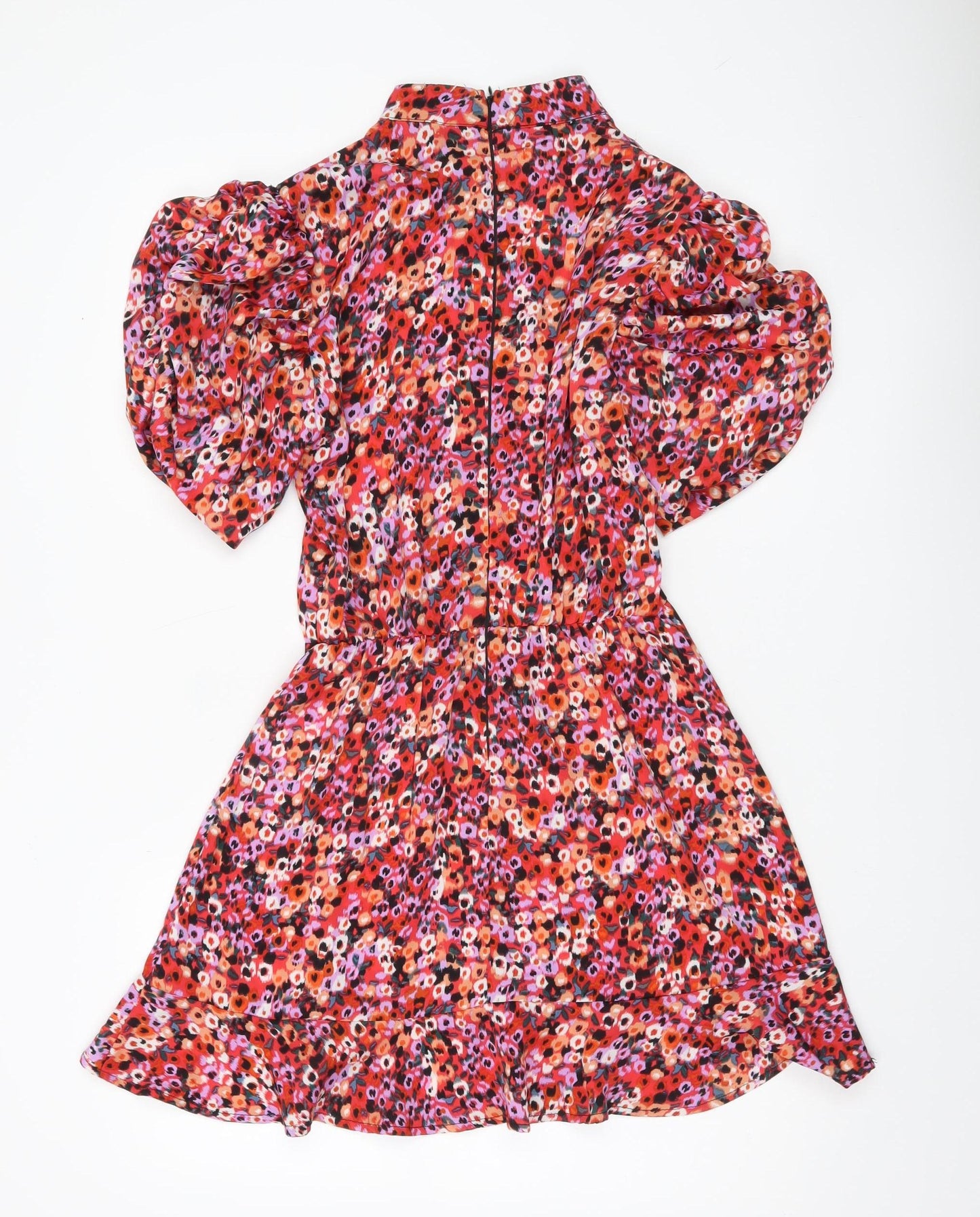 AX Paris Women’s Multicoloured Floral Mini Dress Size 8 Puff Sleeve