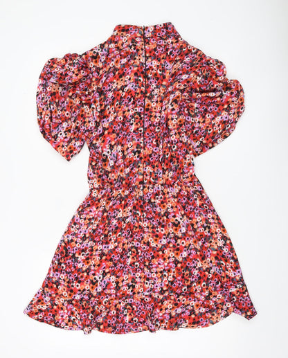 AX Paris Women’s Multicoloured Floral Mini Dress Size 8 Puff Sleeve