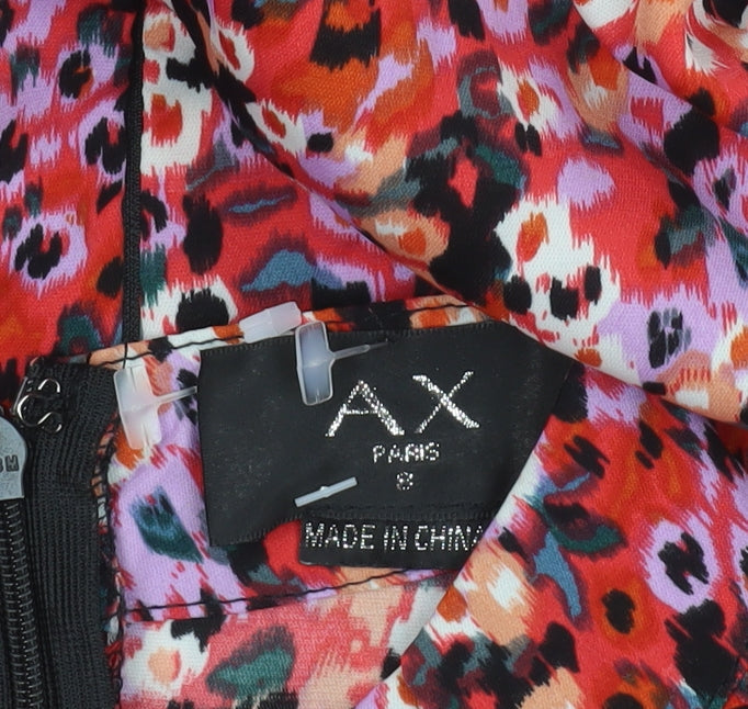 AX Paris Women’s Multicoloured Floral Mini Dress Size 8 Puff Sleeve