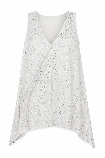 Isabella Oliver Womens Silver Sequin Tunic Tank Top Size 4 Party