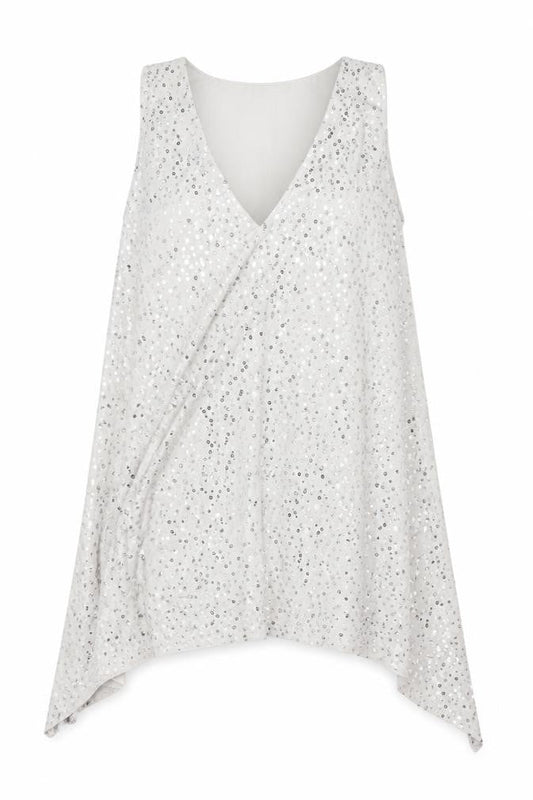 Isabella Oliver Womens Silver Sequin Tunic Tank Top Size 4 Party