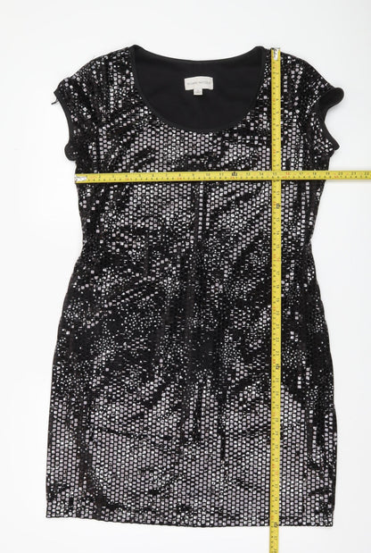 Ronni Nicole Women Black Sequin Sheath Party Dress Size 12