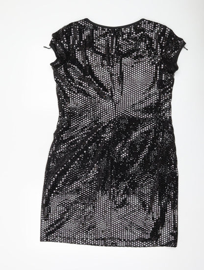 Ronni Nicole Women Black Sequin Sheath Party Dress Size 12