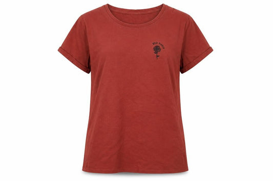 Neon Sheep Women’s Red Cotton T-Shirt L Embroidered Floral Casual Top
