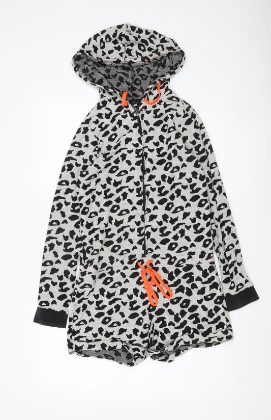 River Island Women’s Grey Animal Print Hooded Playsuit Size S