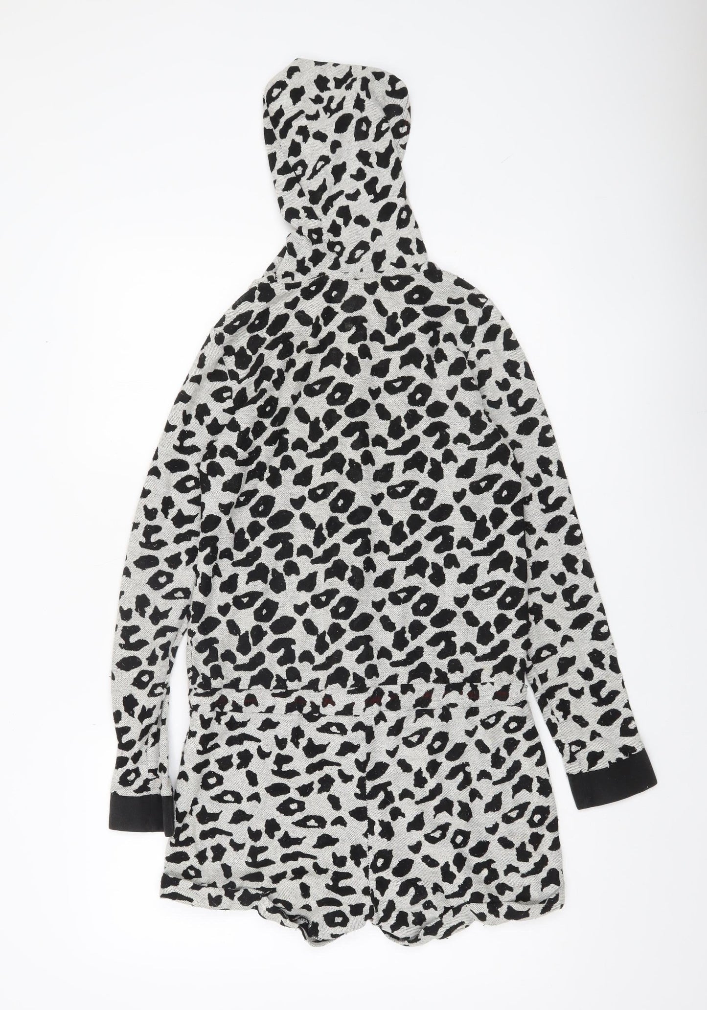 River Island Women’s Grey Animal Print Hooded Playsuit Size S