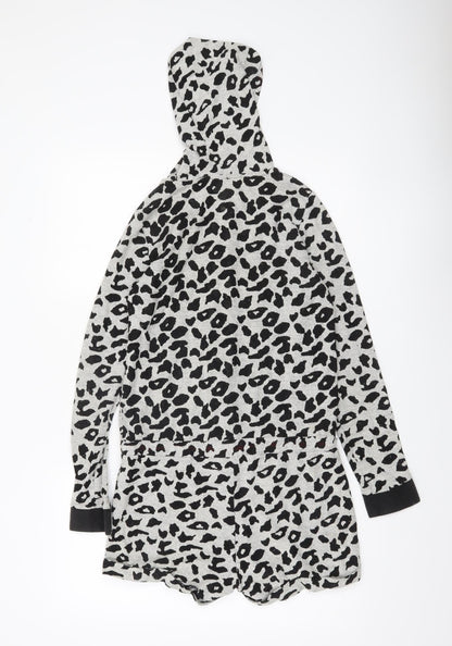 River Island Women’s Grey Animal Print Hooded Playsuit Size S