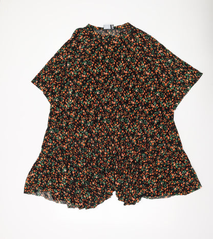 ASOS DESIGN Women Black Floral Shift Dress Size 12 Short Sleeve