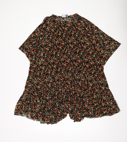 ASOS DESIGN Women Black Floral Shift Dress Size 12 Short Sleeve