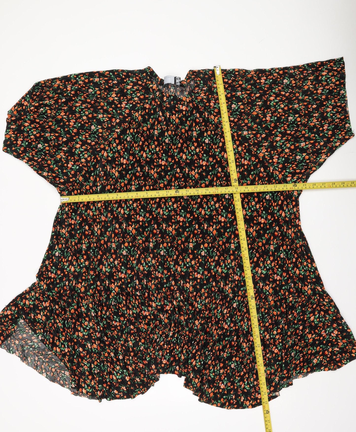 ASOS DESIGN Women Black Floral Shift Dress Size 12 Short Sleeve