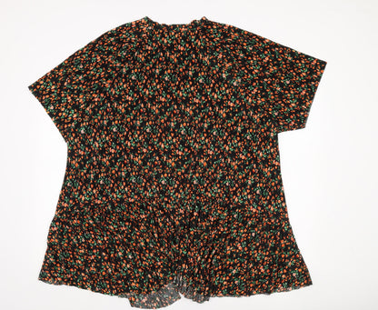 ASOS DESIGN Women Black Floral Shift Dress Size 12 Short Sleeve