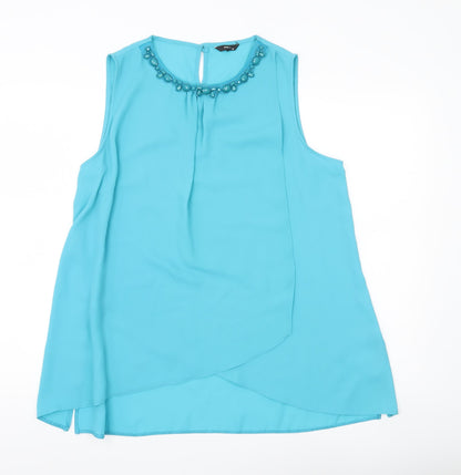Womens UK Size 16 M&Co Blue Tunic Blouse