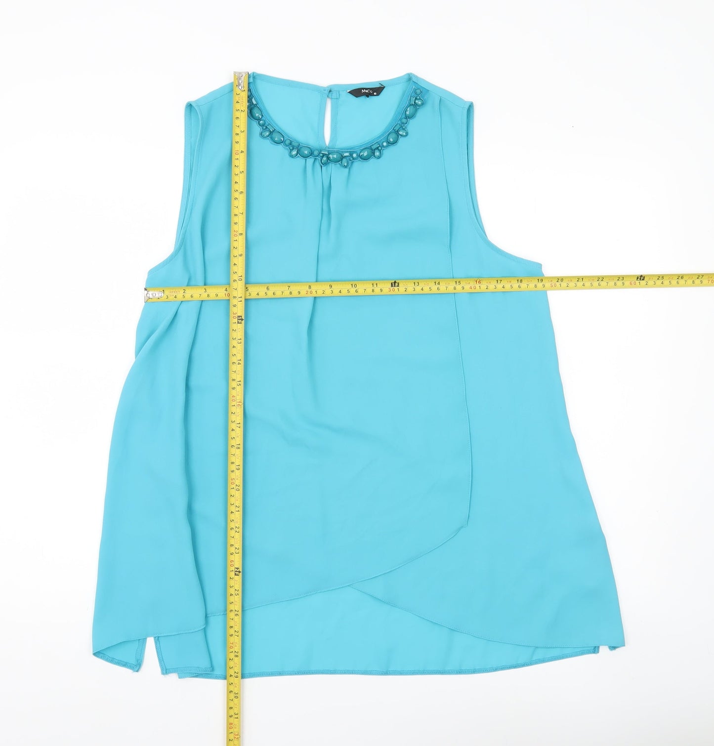 Womens UK Size 16 M&Co Blue Tunic Blouse