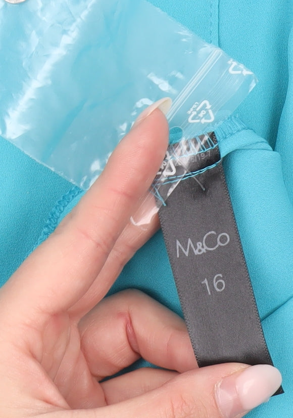 Womens UK Size 16 M&Co Blue Tunic Blouse