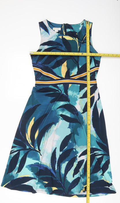 Monsoon Women’s Blue Floral Fit & Flare Dress Size 10 Sleeveless