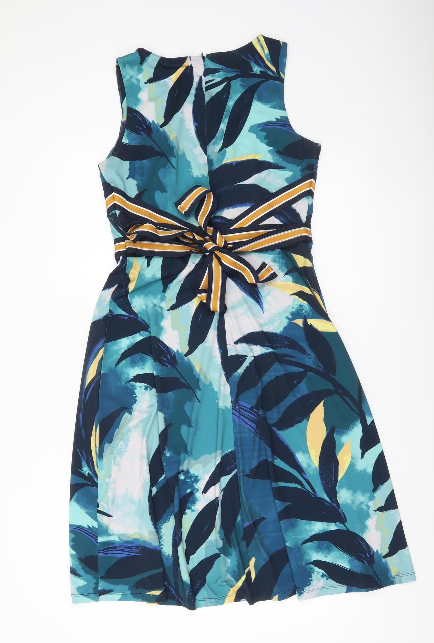 Monsoon Women’s Blue Floral Fit & Flare Dress Size 10 Sleeveless