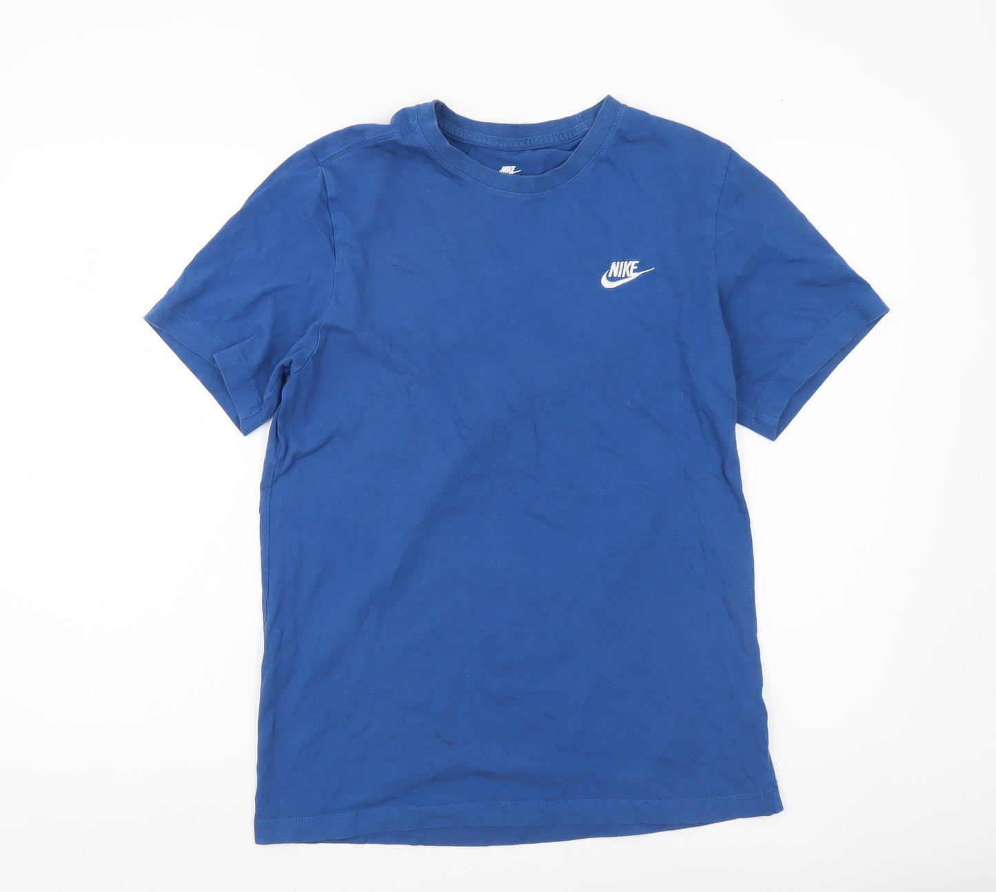 Nike Mens Blue Small Crew Neck Logo Cotton T-Shirt