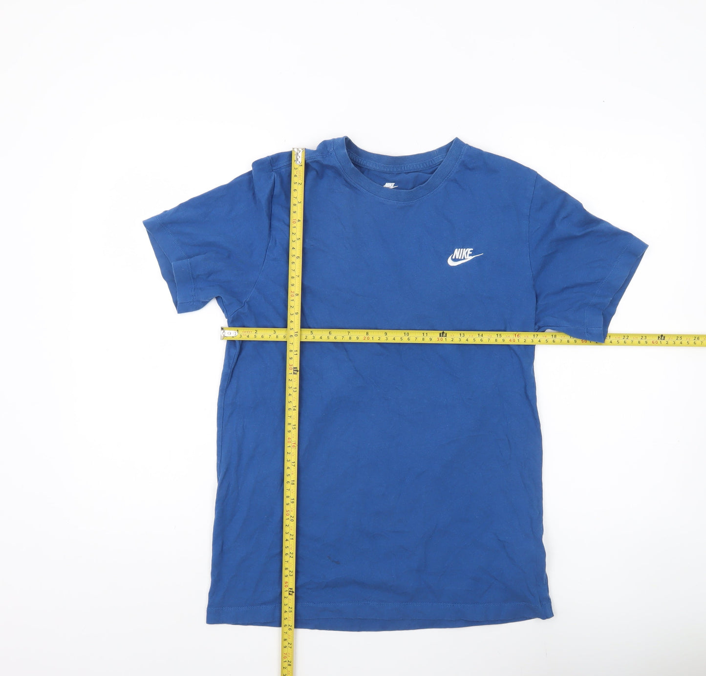 Nike Mens Blue Small Crew Neck Logo Cotton T-Shirt