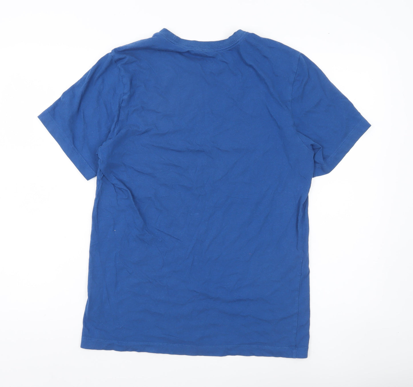 Nike Mens Blue Small Crew Neck Logo Cotton T-Shirt
